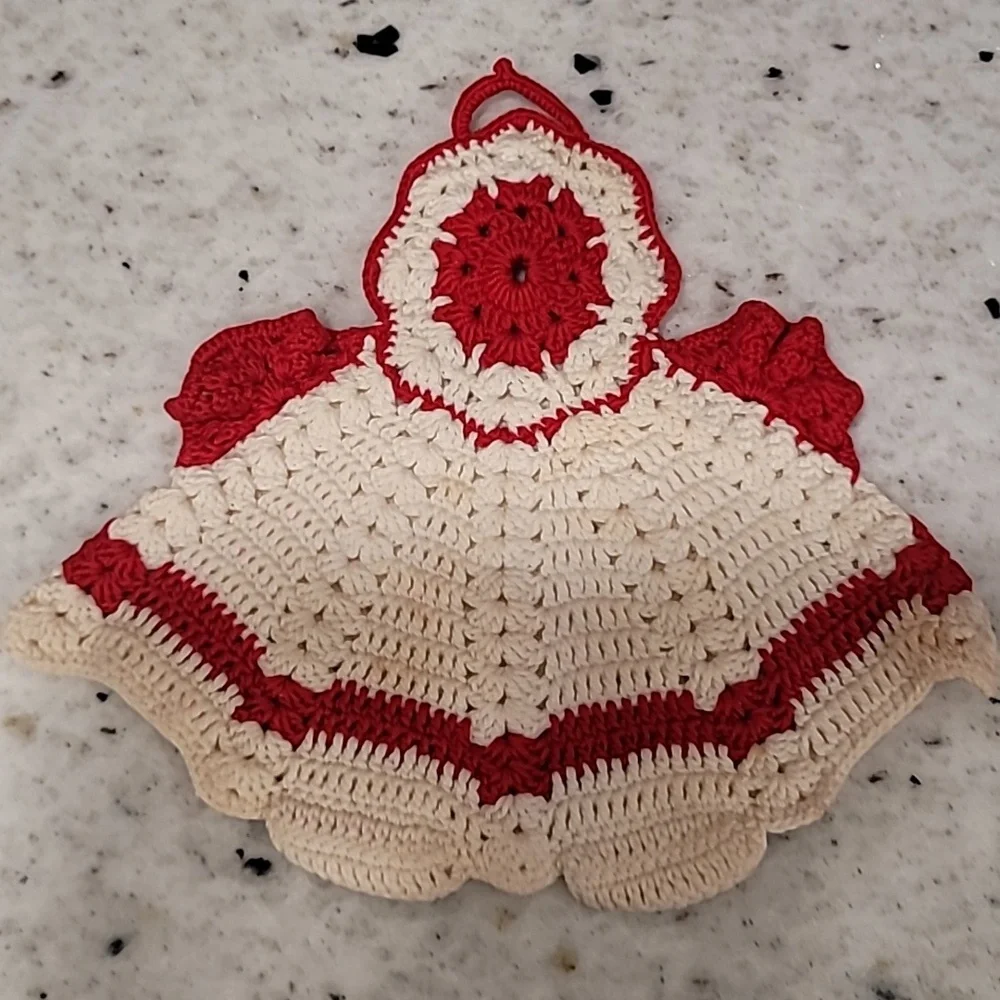 Vintage Hand Crochet Potholders 5 pc